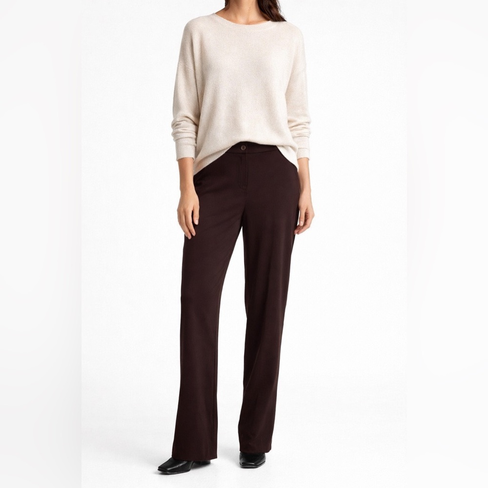 Eileen Fisher Women's chocolate brown Trousers knit straight leg sz M pockets